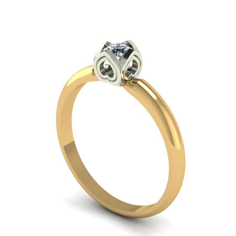 Перстень из красного+белого золота  с цирконием (модель 02-1340.0.4401) - 3