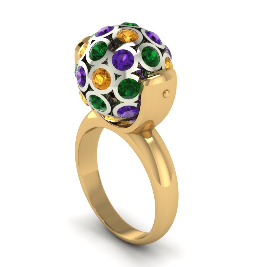 Перстень из красного+белого золота  с топазом зеленым (модель 02-1270.0.4225) - 5