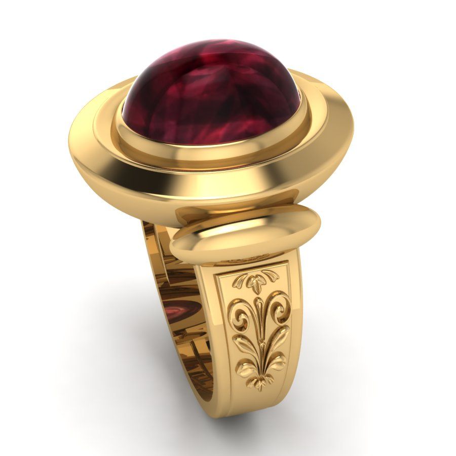 Перстень из красного золота  с гранатом гидротермальным (модель 02-1360.0.1215)