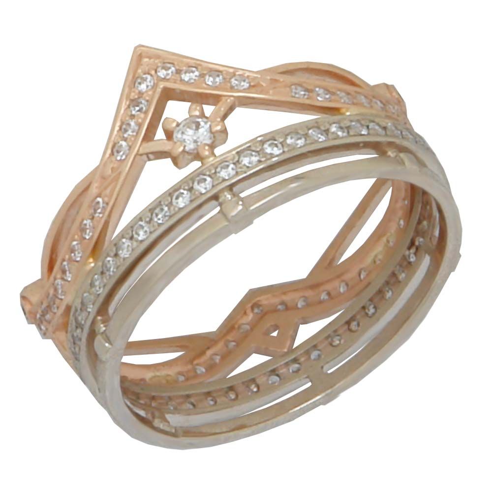 Перстень из белого золота  с цирконием (модель 02-0982.0.2401)