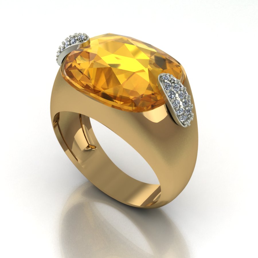 Перстень из красного+белого золота  с цитрином (модель 02-1285.0.4270) - 5