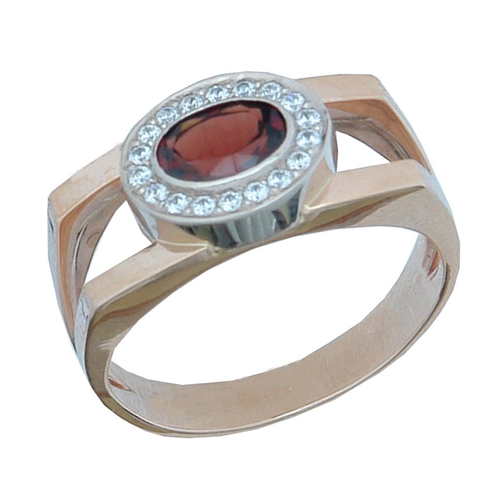 Перстень из красного+белого золота  с топазом (модель 02-0600.0.4220)