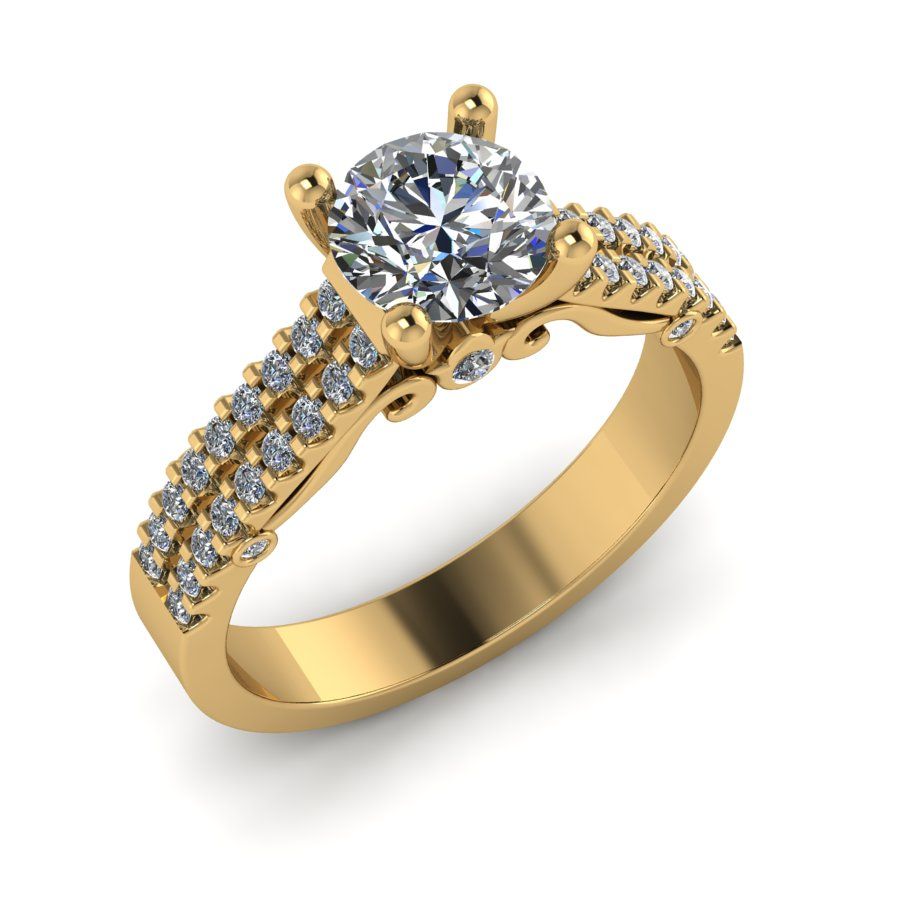 Перстень из красного золота  с цирконием (модель 02-1642.0.1401)