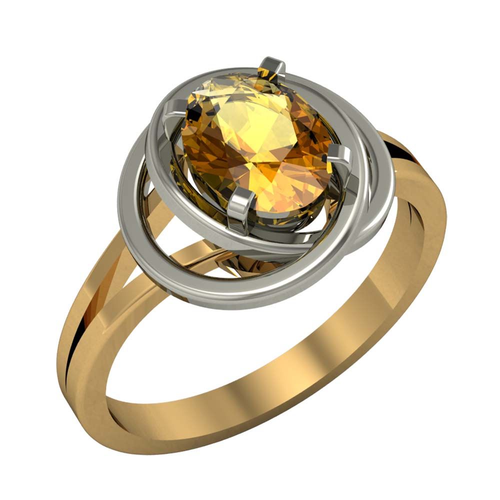 Перстень из красного+белого золота  с топазом (модель 02-1281.0.4220)