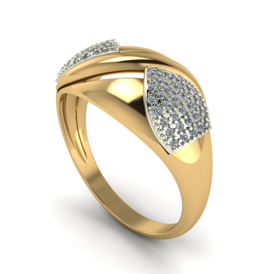 Перстень из красного+белого золота  с цирконием (модель 02-1444.0.4401) - 1