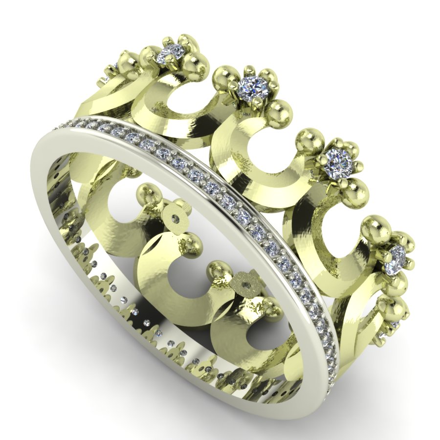 Перстень из лимонного+белого золота  с цирконием (модель 02-0881.0.5401) - 1