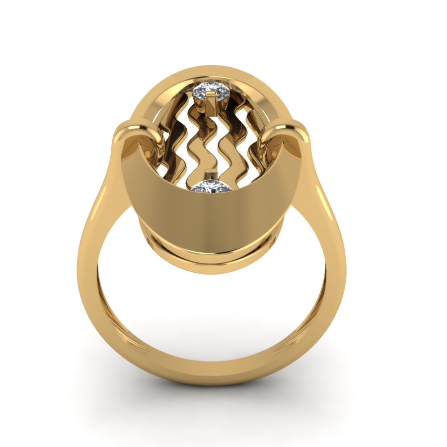 Перстень из красного золота  с цирконием (модель 02-1494.1.1401) - 2