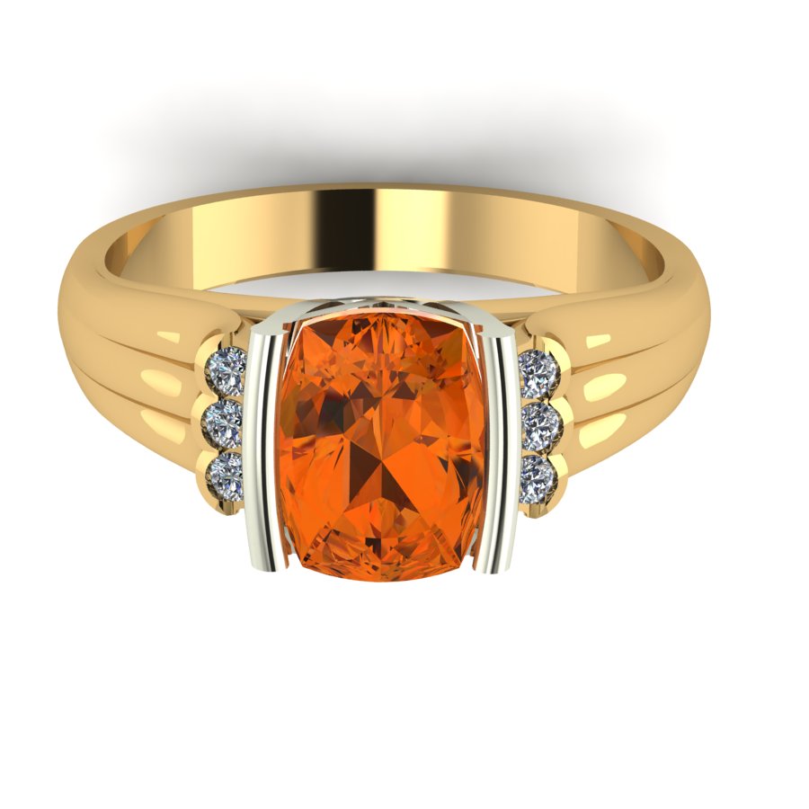 Перстень из красного+белого золота  с топазом оранжевым (модель 02-1251.0.4226) - 1