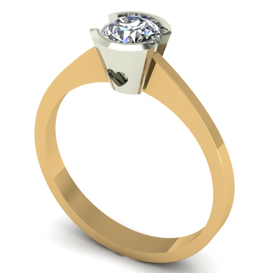 Перстень из красного+белого золота  с цирконием (модель 02-1358.0.4401) - 3