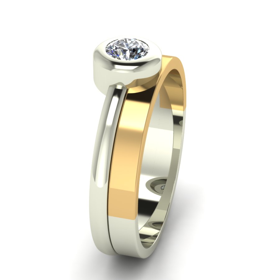 Перстень из красного+белого золота  с цирконием (модель 02-1706.0.4401) - 3