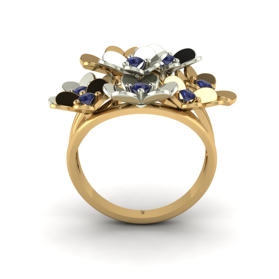 Перстень из красного+белого золота  с сапфиром (модель 02-1459.0.4120) - 4