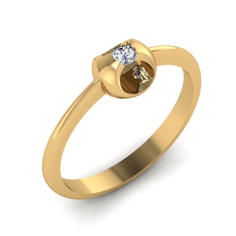 Перстень из красного золота  с бриллиантом (модель 02-2135.0.1110)