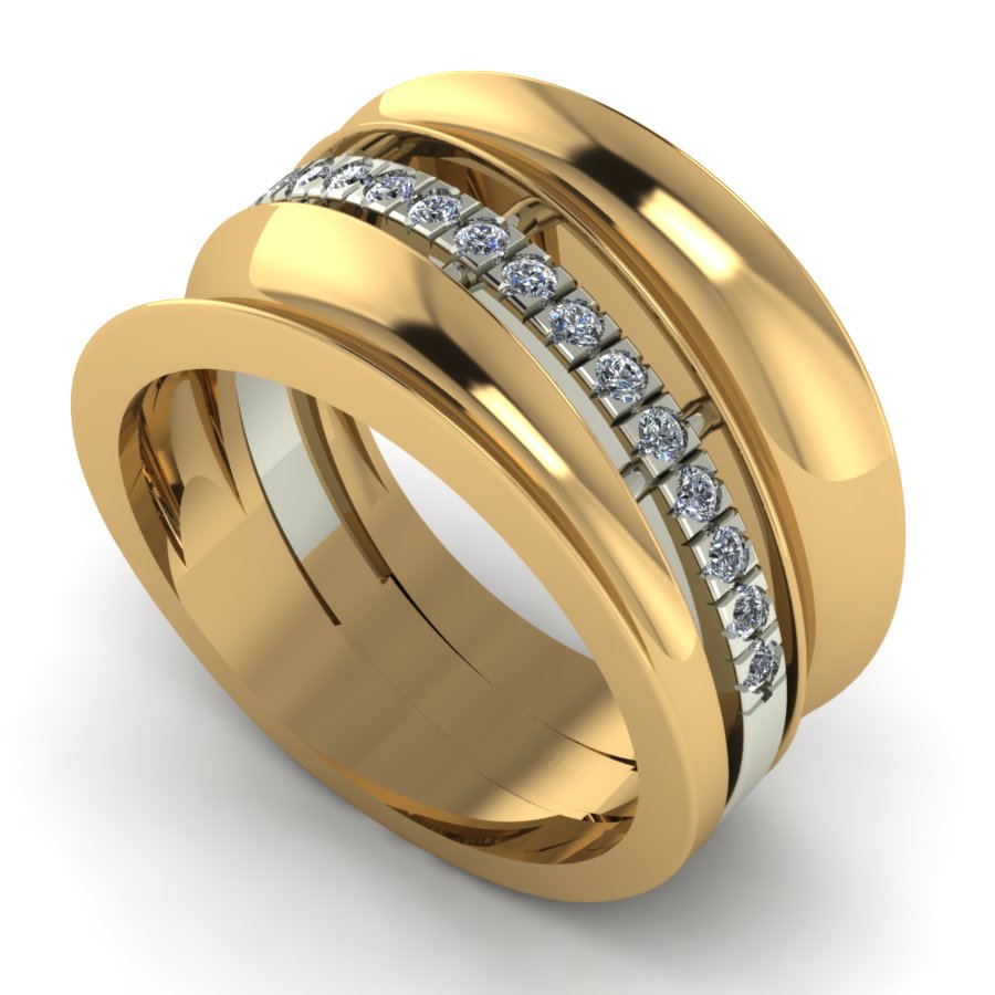Перстень из красного+белого золота  с цирконием (модель 02-1327.0.4401) - 3