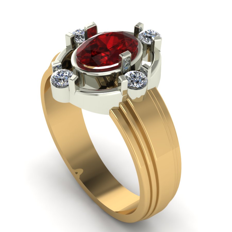 Перстень из красного+белого золота  с гранатом (модель 02-1382.0.4210) - 5