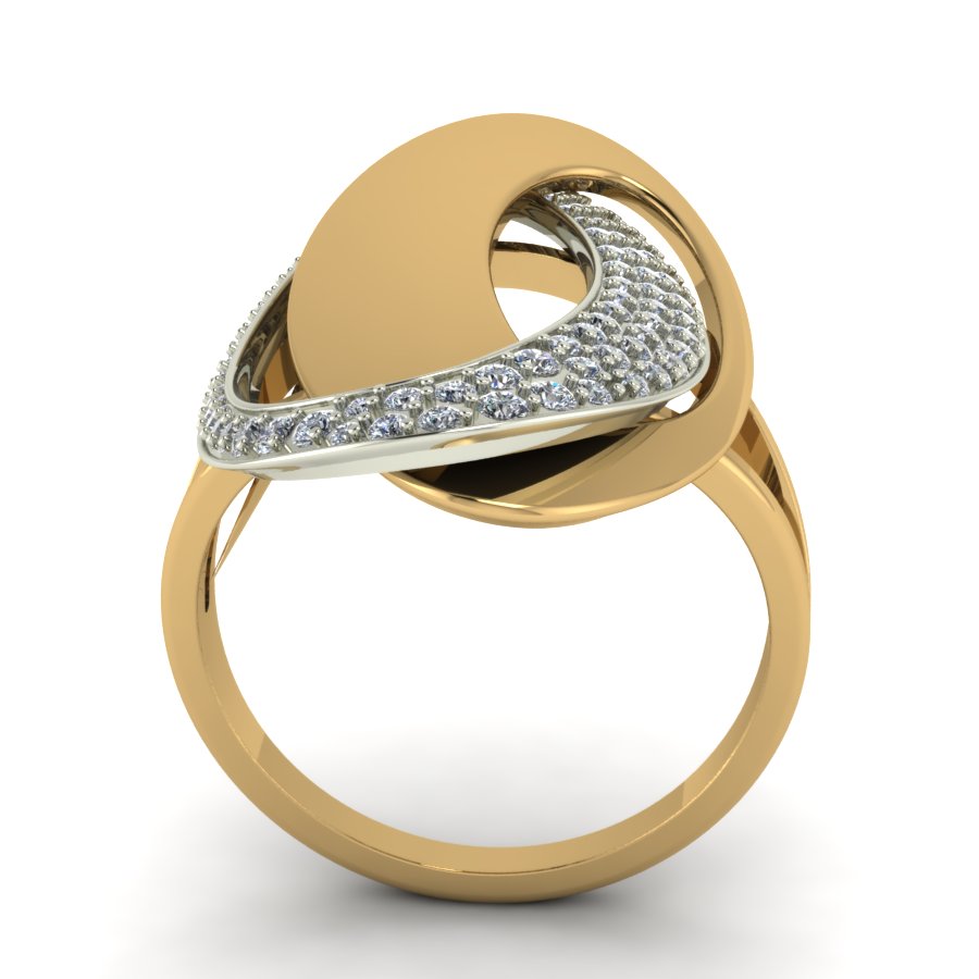 Перстень из красного+белого золота  с цирконием (модель 02-1421.0.4401) - 6