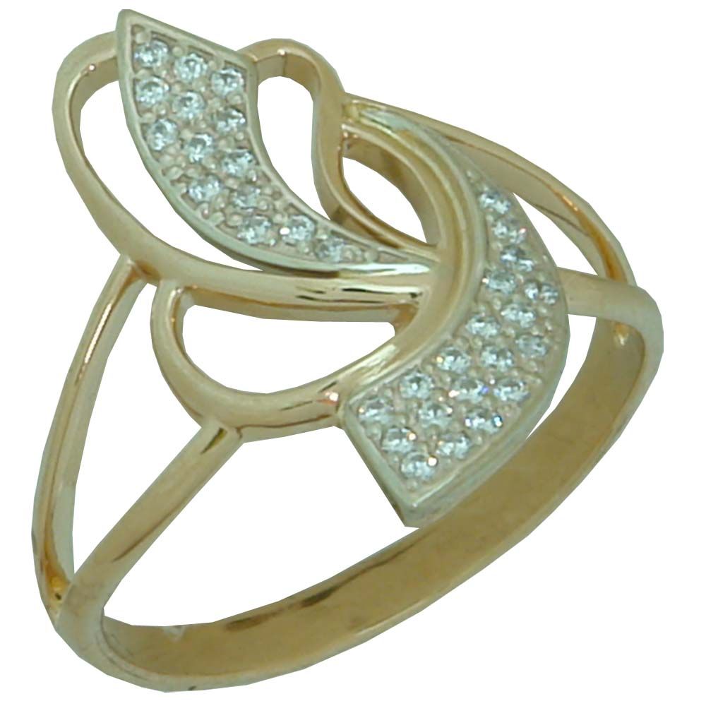 Перстень из красного+белого золота  с цирконием (модель 02-0950.0.4401)