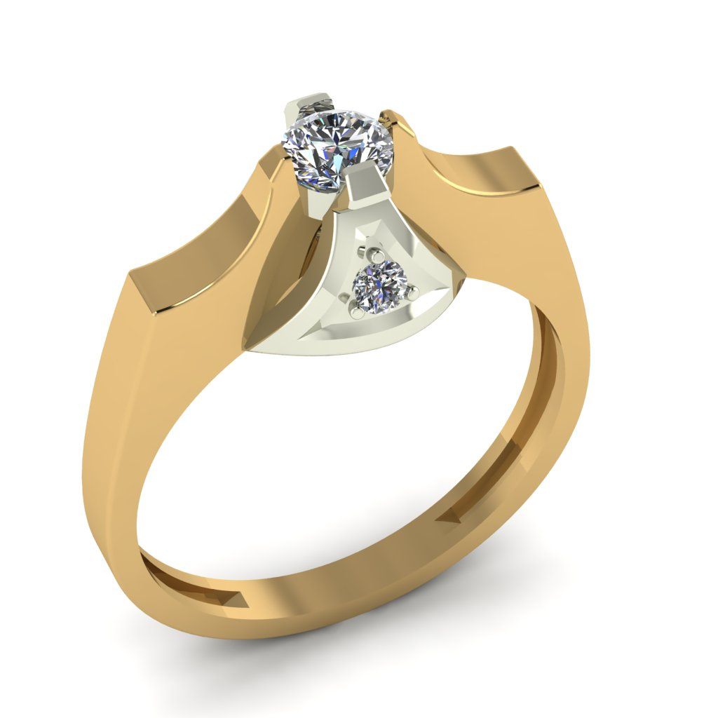 Перстень из красного+белого золота  с бриллиантом (модель 02-2560.0.4110)