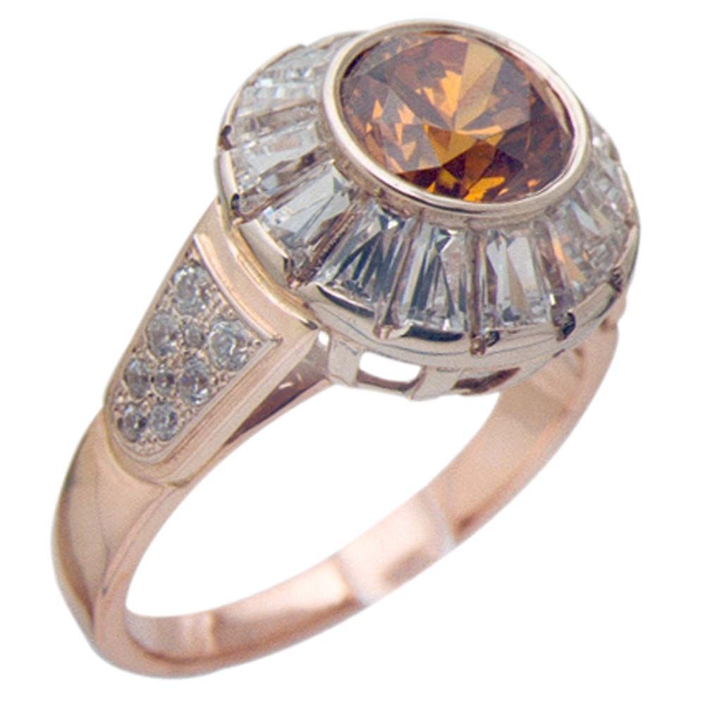 Перстень из красного+белого золота  с топазом (модель 02-0083.0.4220)