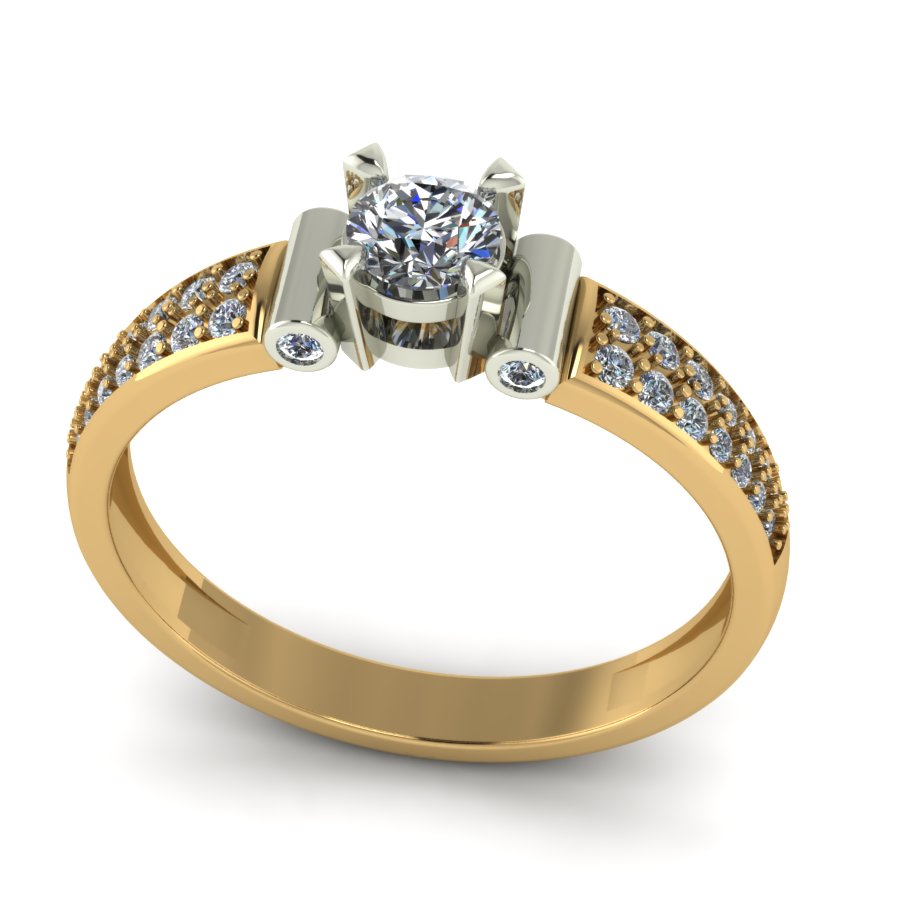 Перстень из красного+белого золота  с цирконием (модель 02-1596.0.4401) - 3