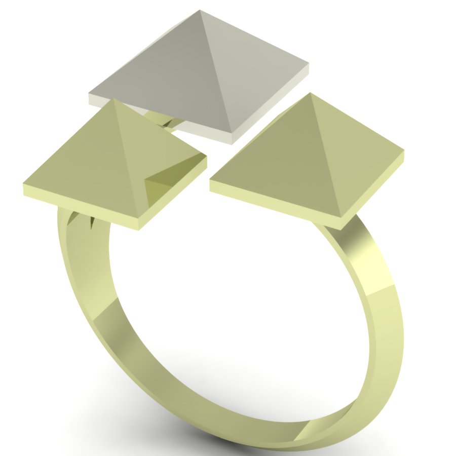 Перстень из лимонного+белого золота  (модель 02-1385.0.5000) - 2