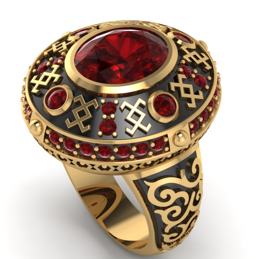 Перстень из красного золота  с гранатом (модель 02-1436.0.1210) - 3