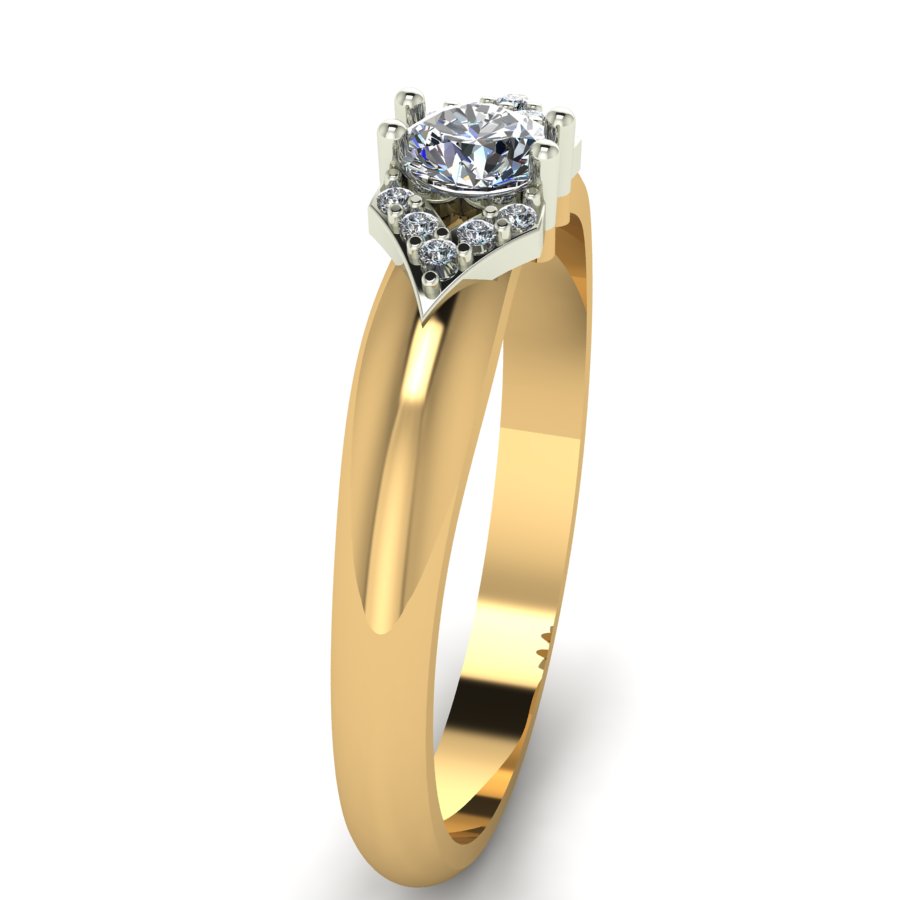 Перстень из красного+белого золота  с цирконием (модель 02-1631.0.4401) - 2