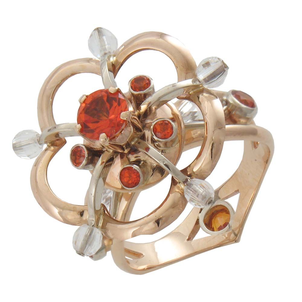 Перстень из красного+белого золота  с топазом (модель 02-0087.0.4220)