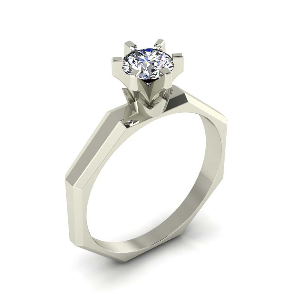 Перстень из белого золота  с бриллиантом (модель 02-2246.0.2110)
