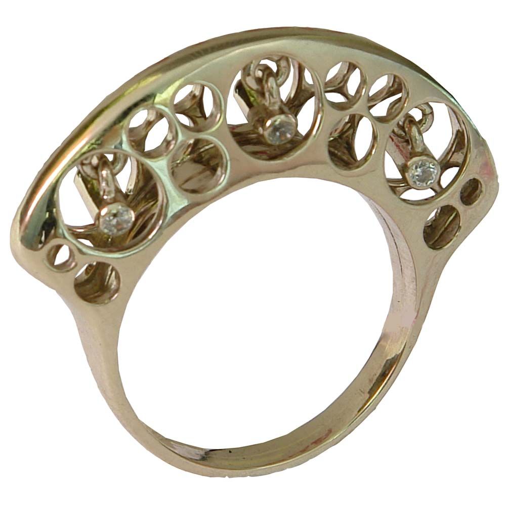 Перстень из красного+белого золота  с цирконием (модель 02-0527.0.4401)