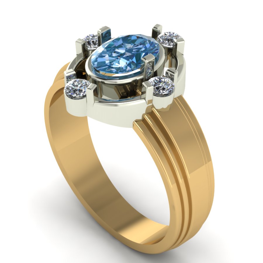 Перстень из красного+белого золота  с топазом (модель 02-1382.0.4220) - 1