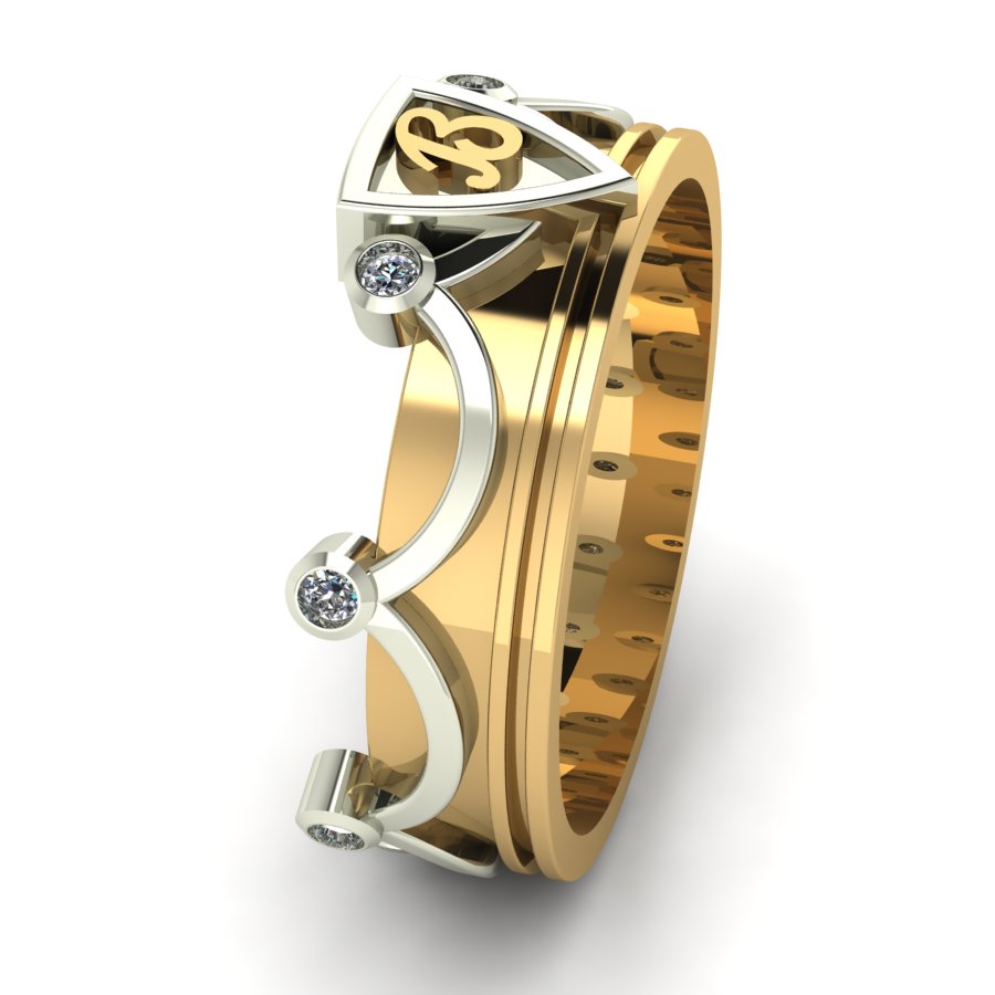 Перстень из красного+белого золота  с цирконием (модель 02-1437.0.4401) - 4