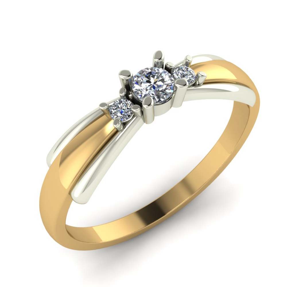 Перстень из красного+белого золота  с цирконием (модель 02-1658.0.4401)
