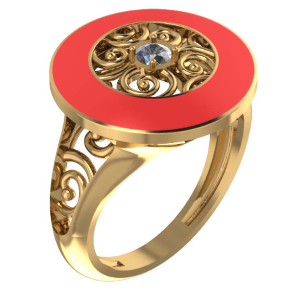 Перстень из красного золота  с цирконием (модель 02-1004.0.1401)