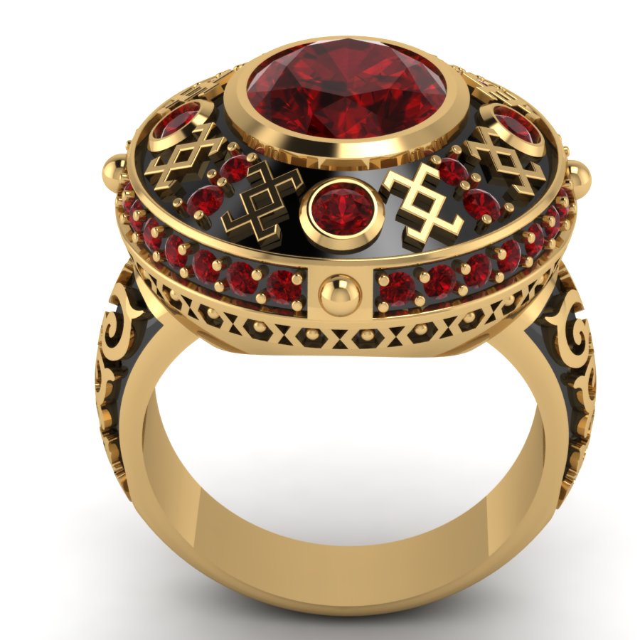 Перстень из красного золота  с гранатом (модель 02-1436.0.1210) - 4