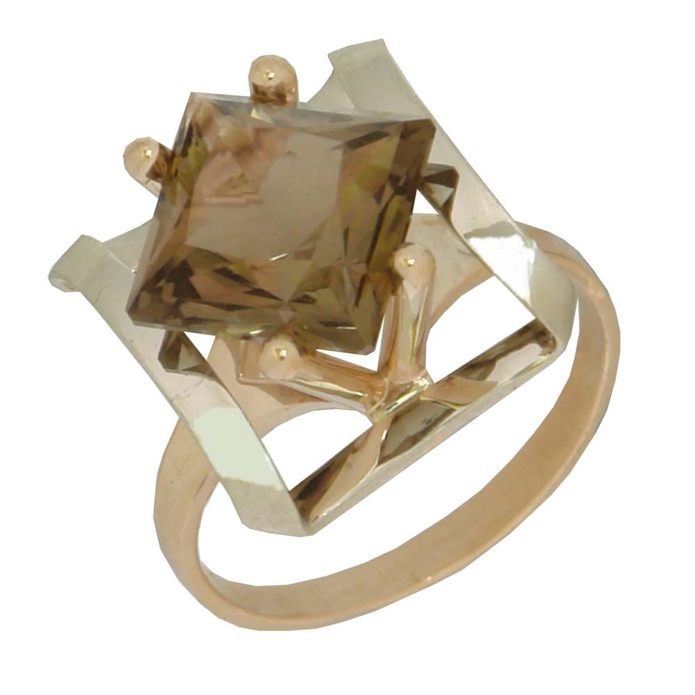 Перстень из красного+белого золота  с топазом (модель 02-0615.0.4220)