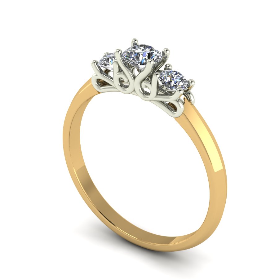 Перстень из красного+белого золота  с цирконием (модель 02-1529.0.4401) - 5