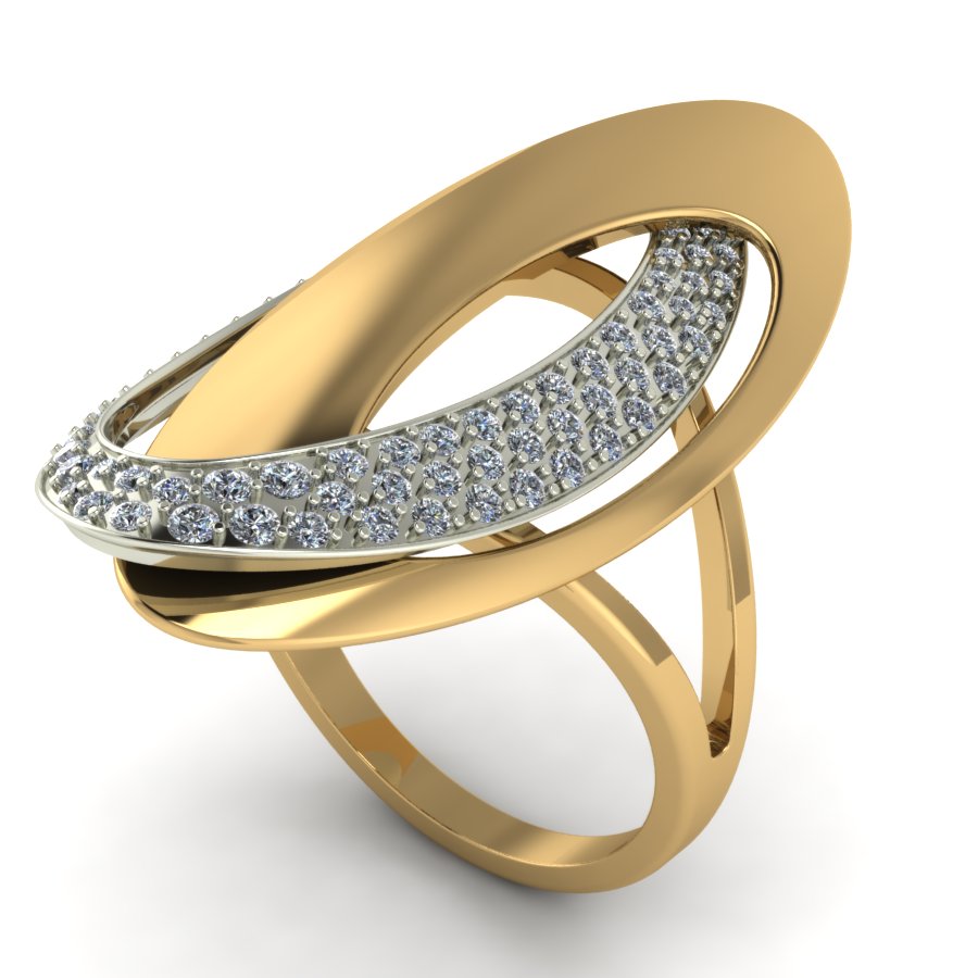 Перстень из красного+белого золота  с цирконием (модель 02-1421.0.4401) - 3
