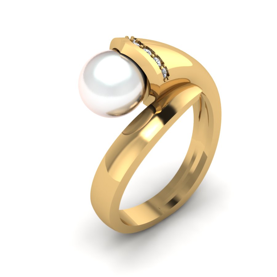 Перстень из красного золота  с жемчугом (модель 02-1148.0.1310) - 5