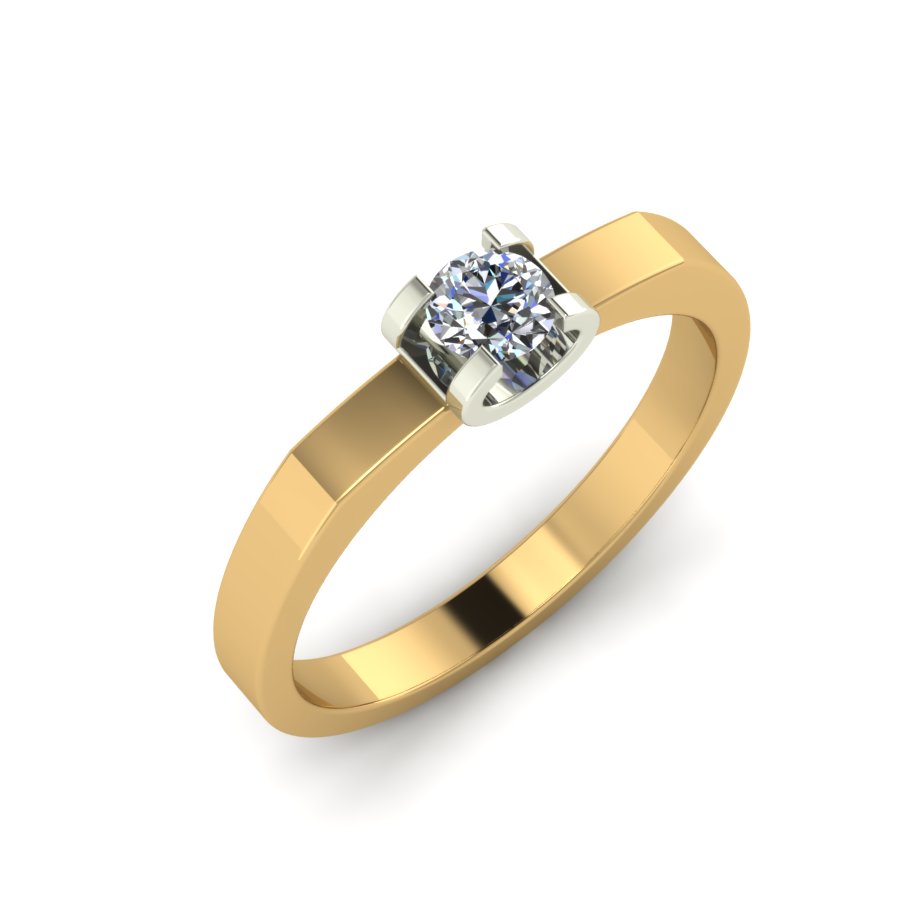 Перстень из красного+белого золота  с цирконием (модель 02-1537.0.4401) - 6