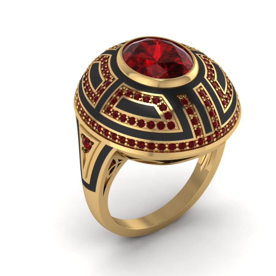Перстень из красного золота  с гранатом (модель 02-1566.0.1210) - 1