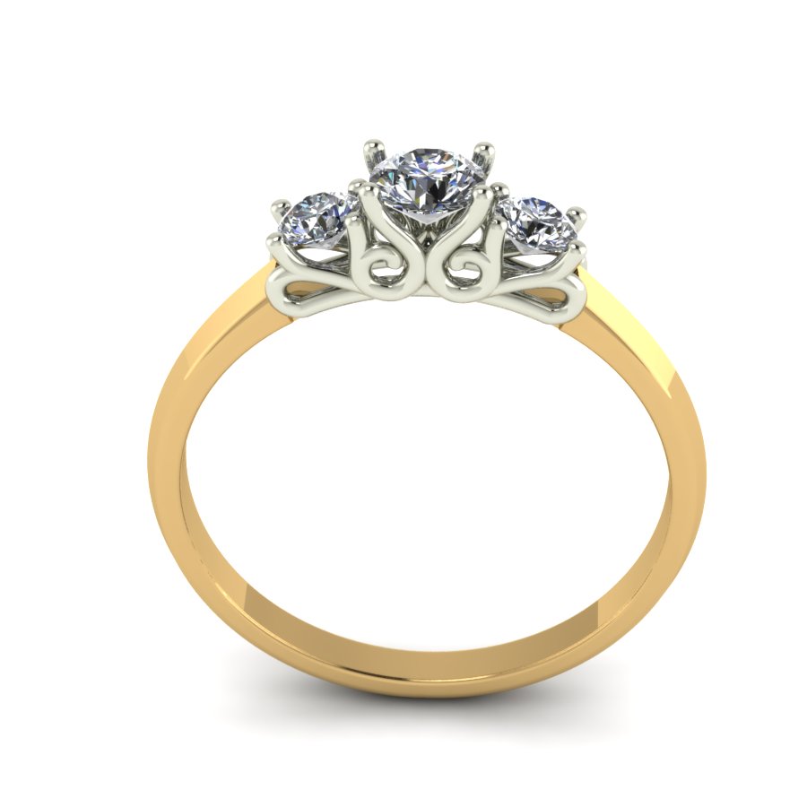 Перстень из красного+белого золота  с цирконием (модель 02-1529.0.4401) - 6
