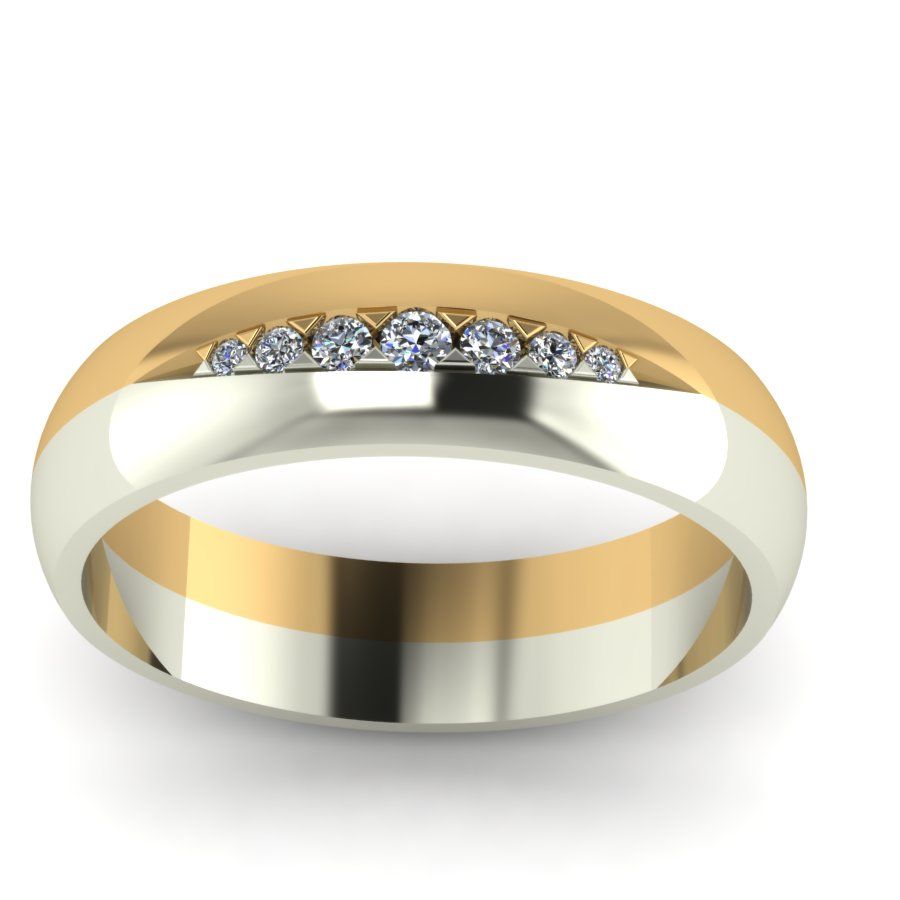 Обручальное кольцо из красного+белого золота  с бриллиантом (модель 04-0150.0.4110)