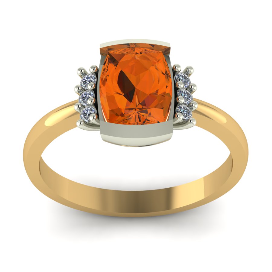 Перстень из красного+белого золота  с топазом оранжевым (модель 02-1248.0.4226) - 1