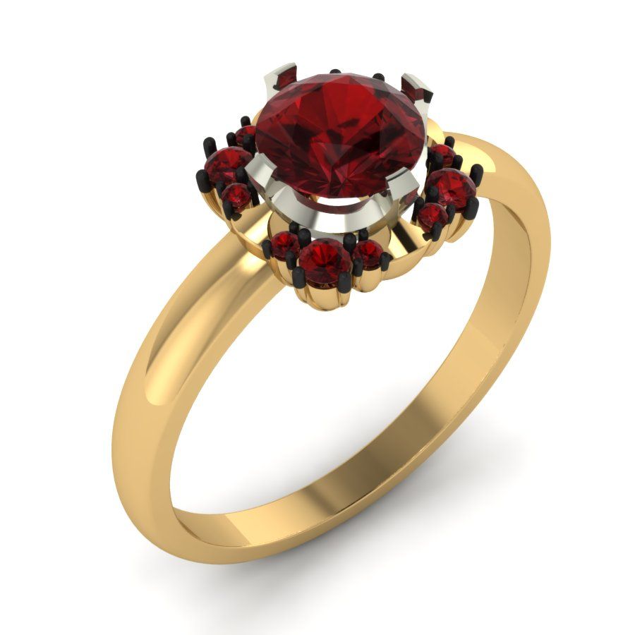 Перстень из красного+белого золота  с гранатом (модель 02-1420.1.4210)