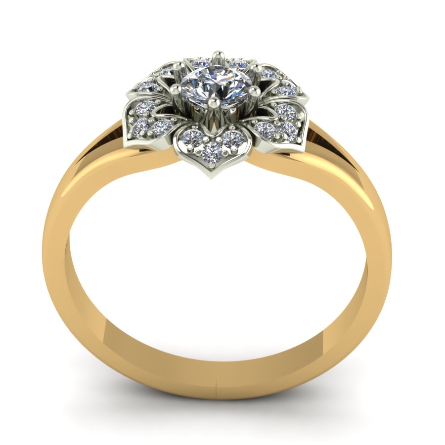 Перстень из красного+белого золота  с цирконием (модель 02-1607.0.4401) - 4