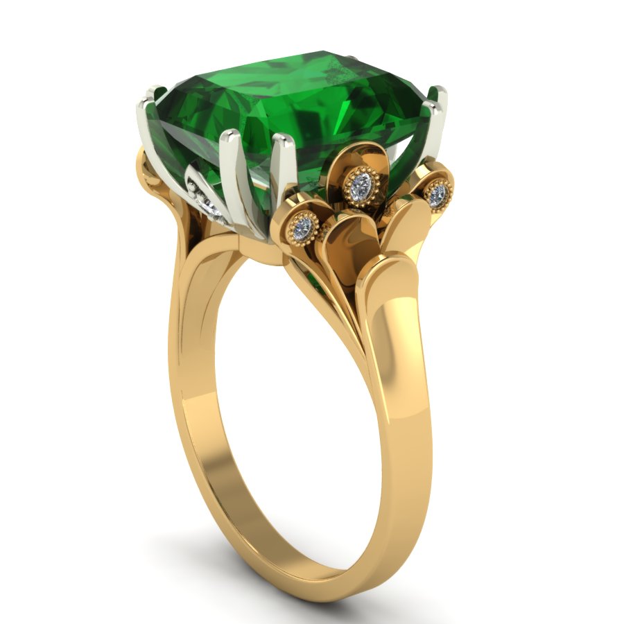 Перстень из красного+белого золота  с кварцем зеленым (модель 02-1547.0.4256) - 1
