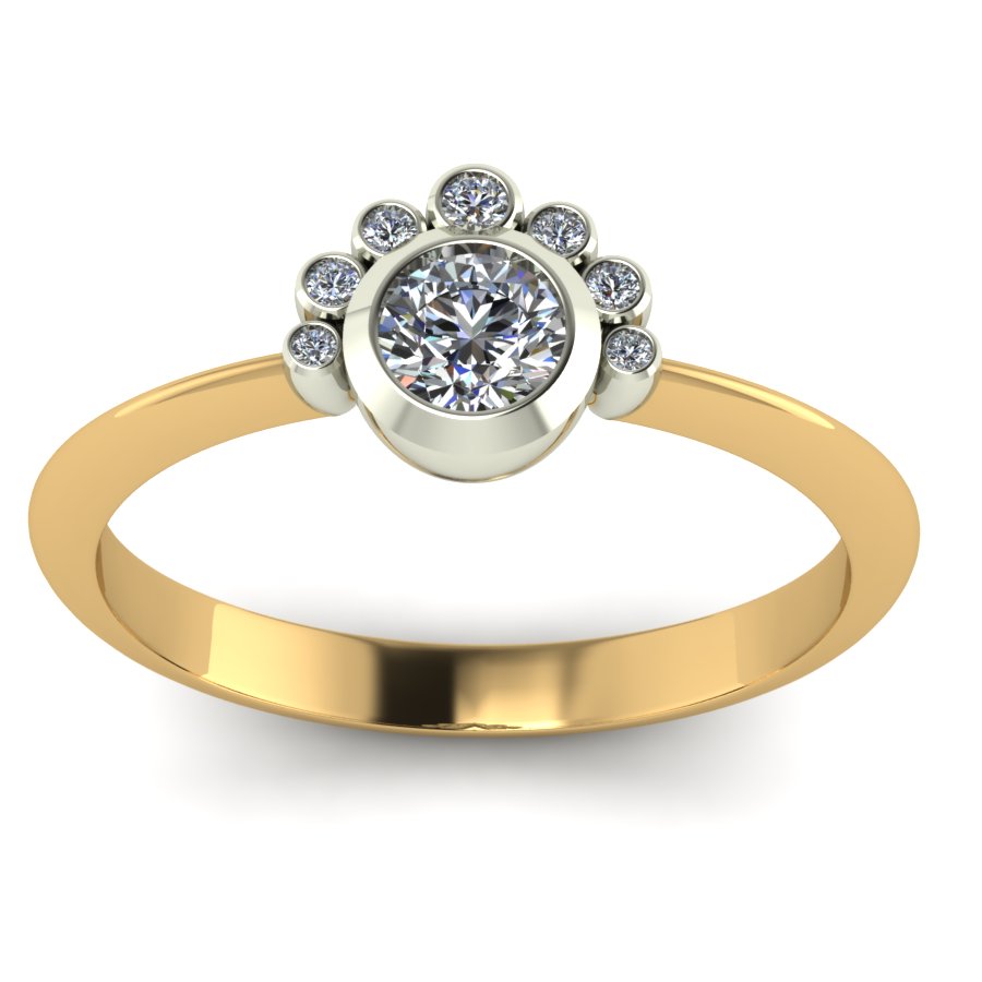 Перстень из красного+белого золота  с цирконием (модель 02-1956.0.4401) - 3