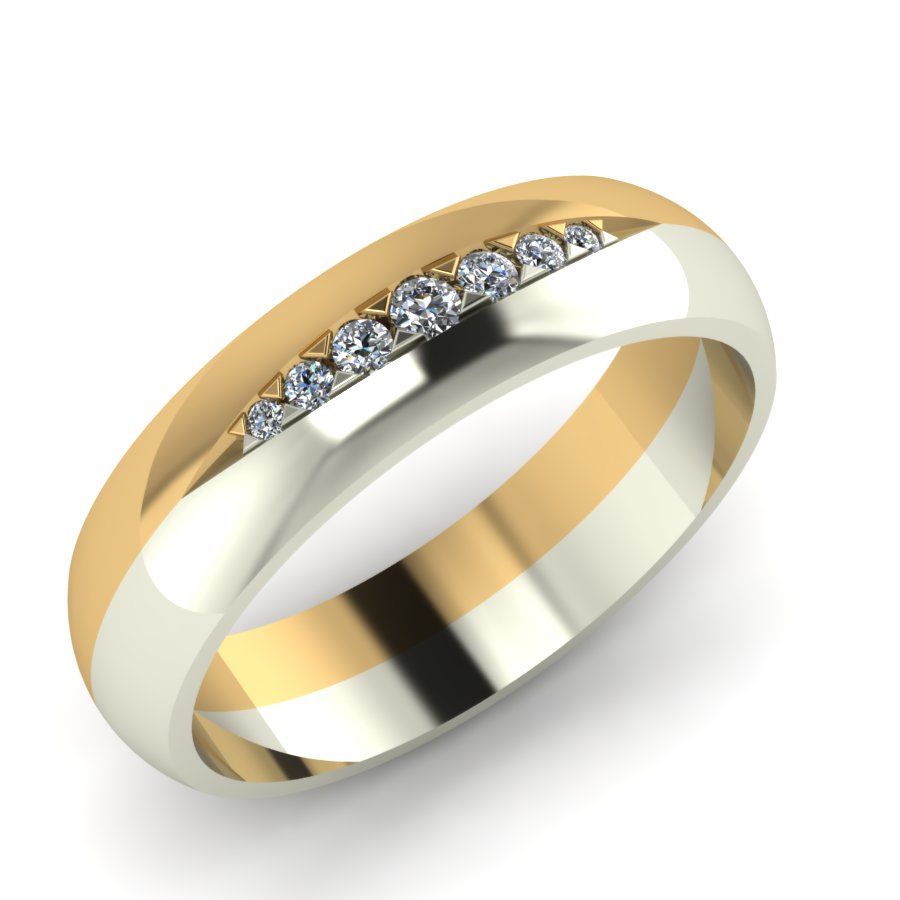 Обручальное кольцо из красного+белого золота  с цирконием (модель 04-0150.0.4401)