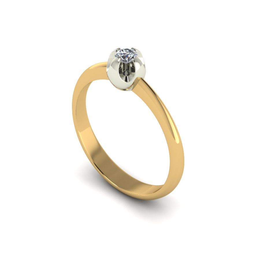 Перстень из красного+белого золота  с цирконием (модель 02-1536.0.4401)