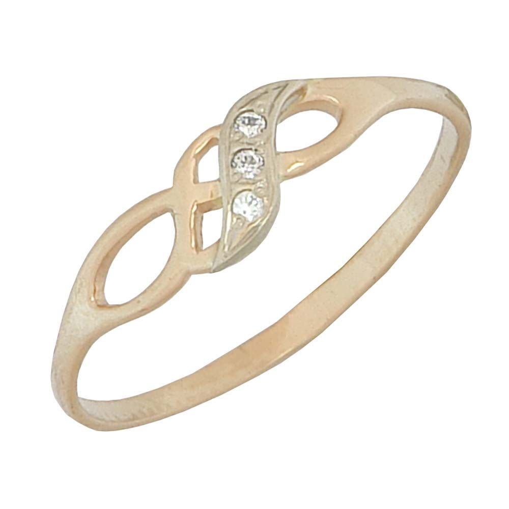 Перстень из красного+белого золота  с цирконием (модель 02-0458.0.4401)